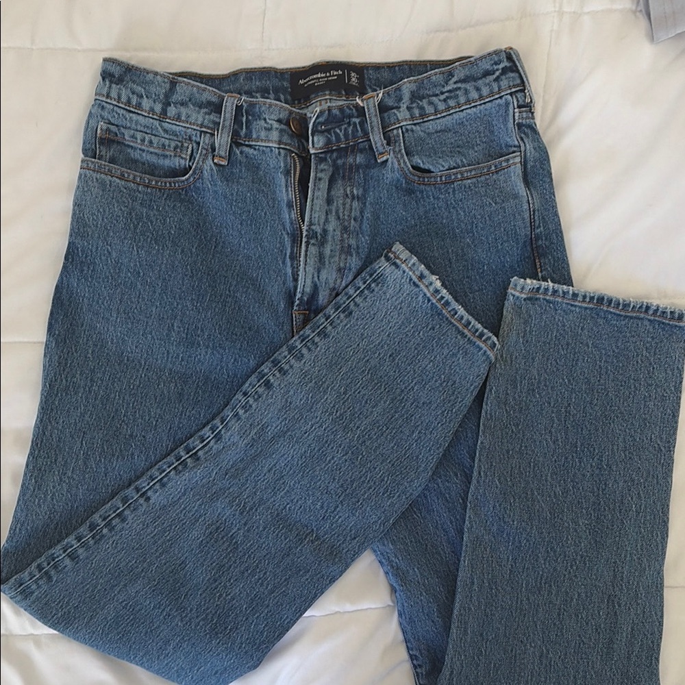 Abercrombie & Fitch Authentic Rigid Denim Baggy Jeans - Medium Blue